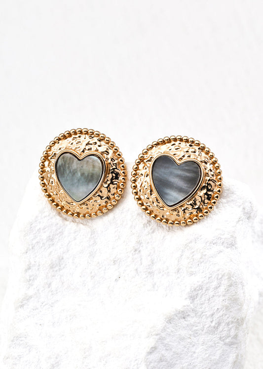 Iridescent Shell Earring – Vintage Style Gold-Plated | S925 Sterling Silver