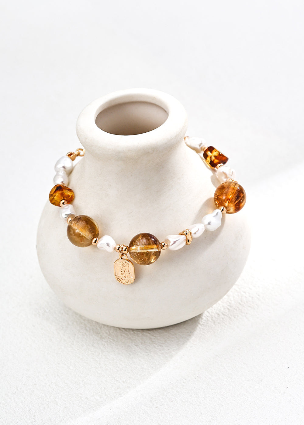 Citrine & Pearl Abundance Bracelet | S925 Sterling Silver