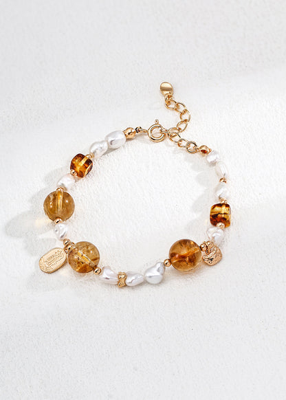 Citrine & Pearl Abundance Bracelet | S925 Sterling Silver