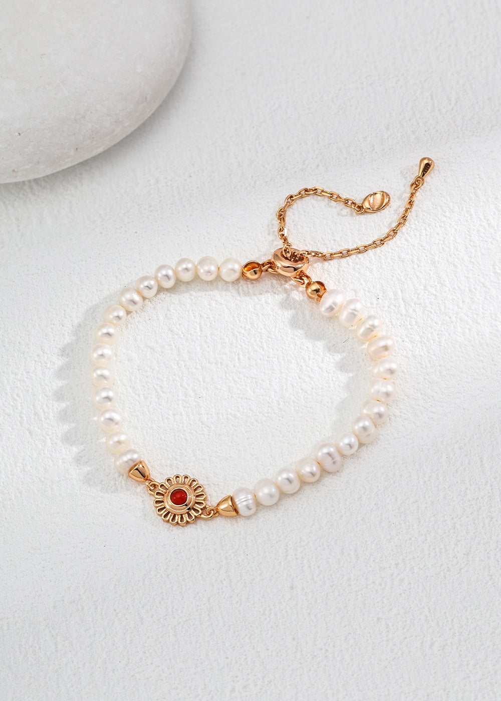 Natural Pearl & Red Agate Bracelet