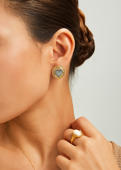 Iridescent Shell Earring – Vintage Style Gold-Plated | S925 Sterling Silver