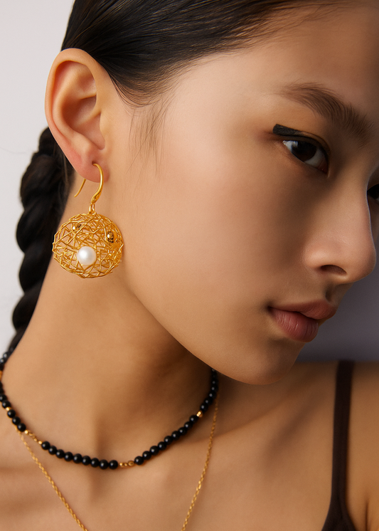 Natural Pearl Earring – Filigree | S925 Sterling Silver