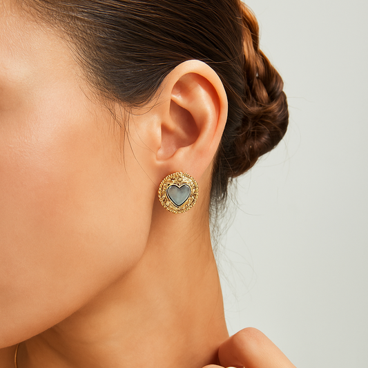 Iridescent Shell Earring – Vintage Style Gold-Plated | S925 Sterling Silver