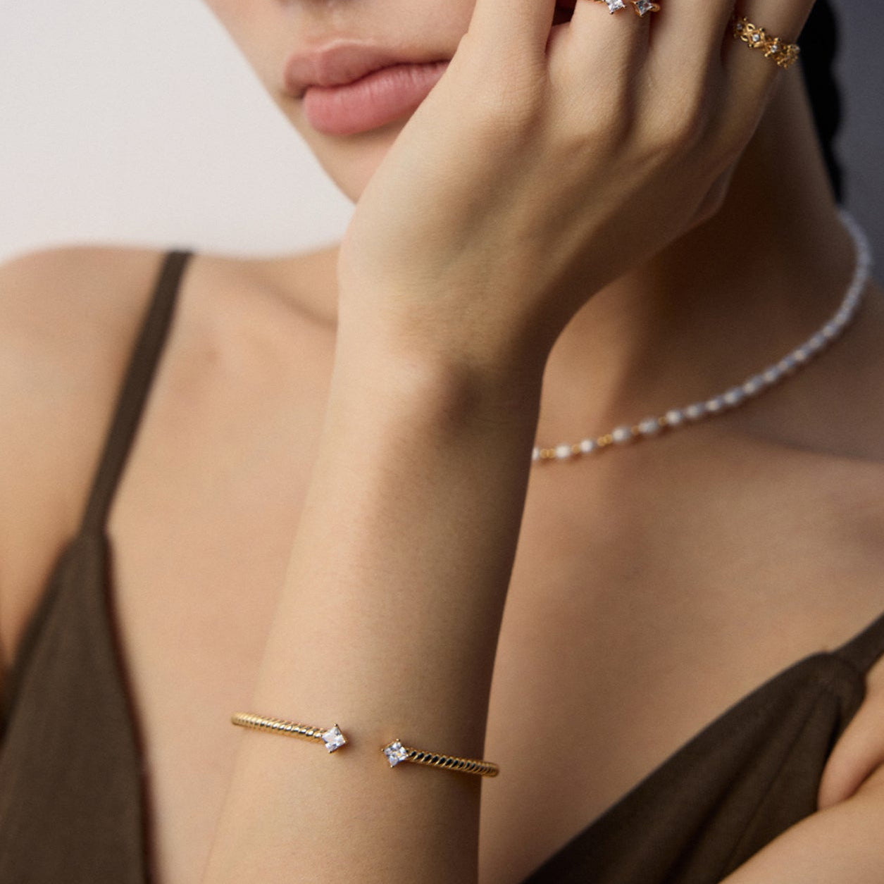 Solara adjustable zircon, 925 sterling silver bracelet