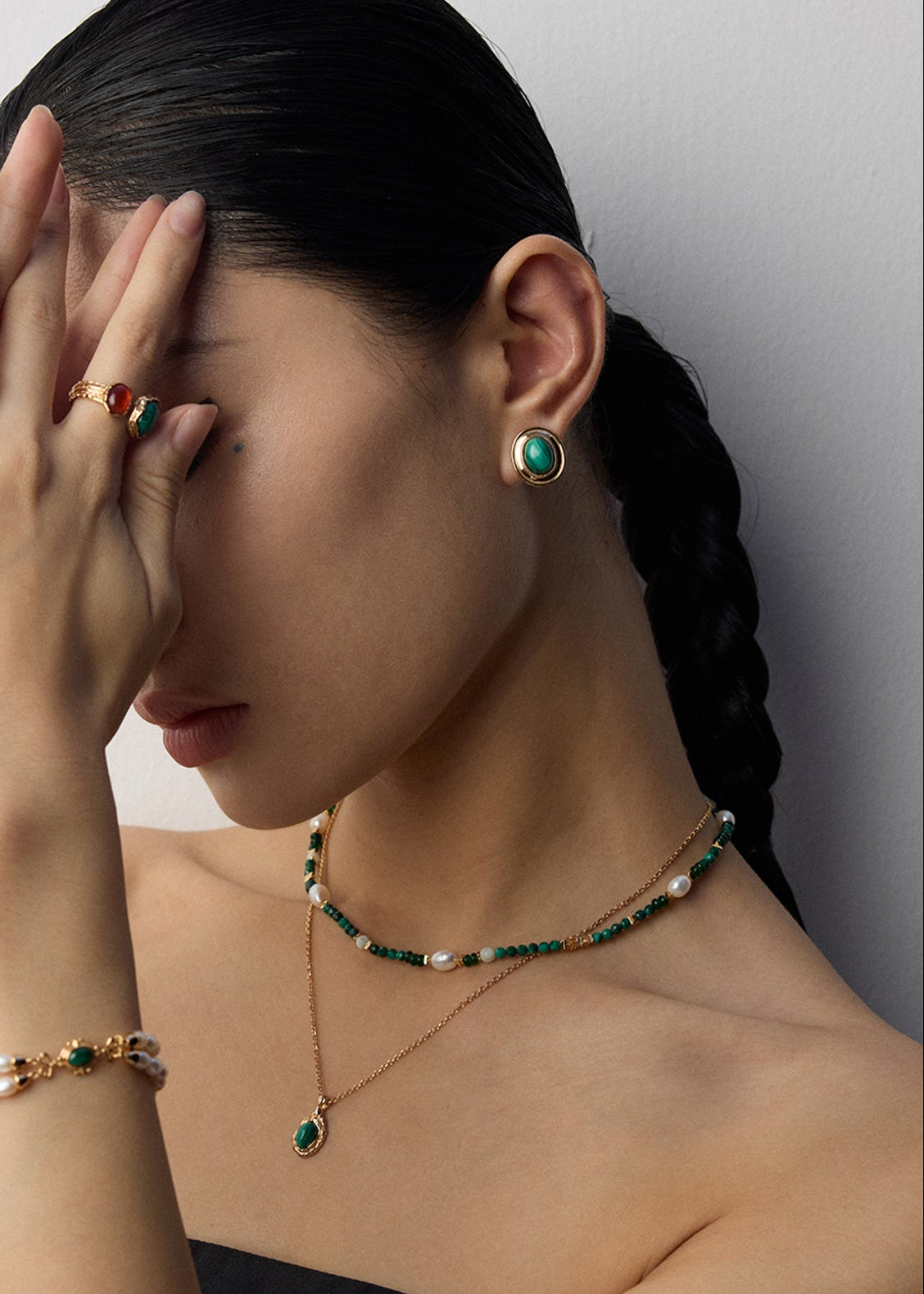 Natural Malachite Stud Earrings | S925 Sterling Silver