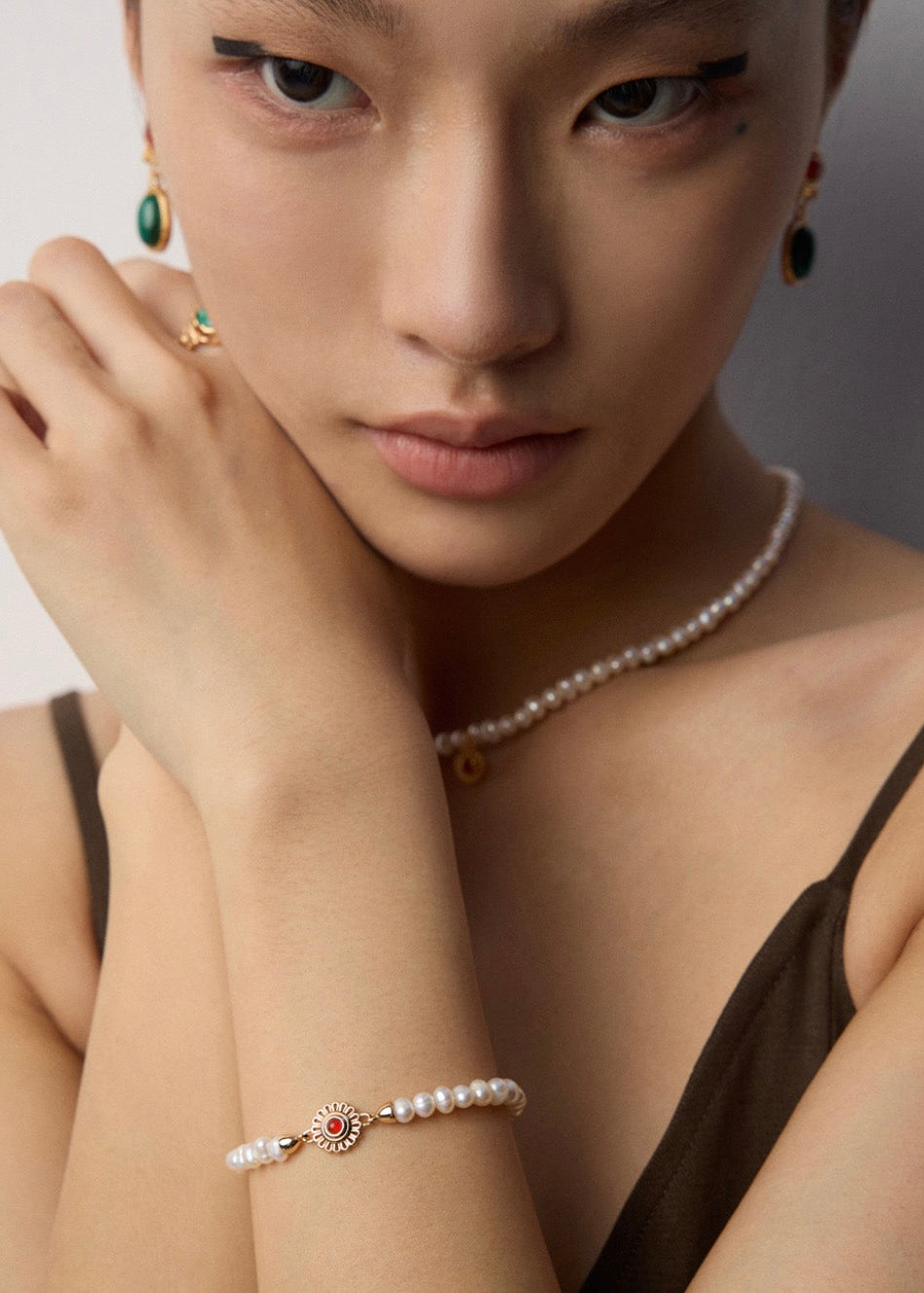 Natural Pearl & Red Agate Bracelet